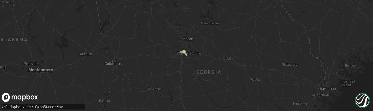 Hail map in Warner Robins, GA on July 15, 2024