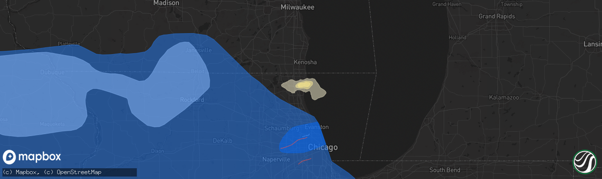 Hail map in Waukegan, IL on July 15, 2024