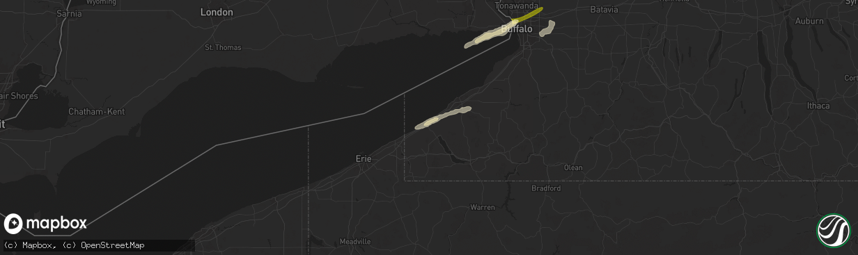 Hail map in Westfield, NY on July 15, 2024