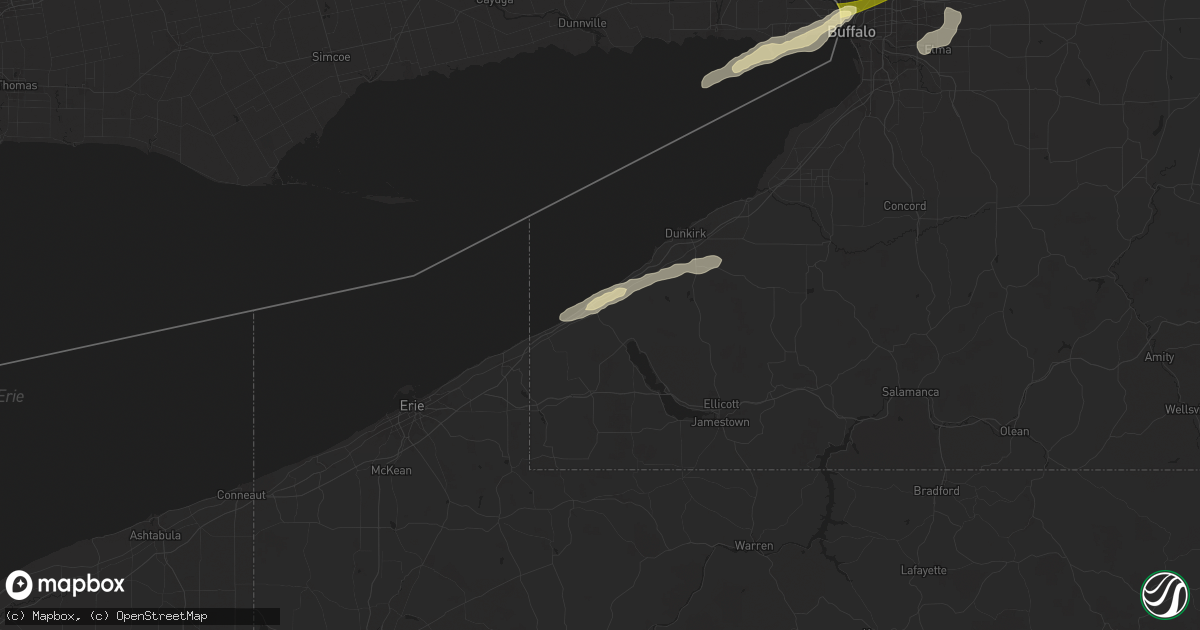 Hail map in Westfield, NY on July 15, 2024