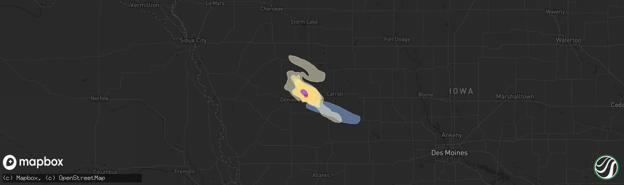 Hail map in Westside, IA on July 15, 2024