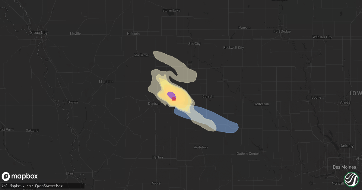 Hail map in Westside, IA on July 15, 2024
