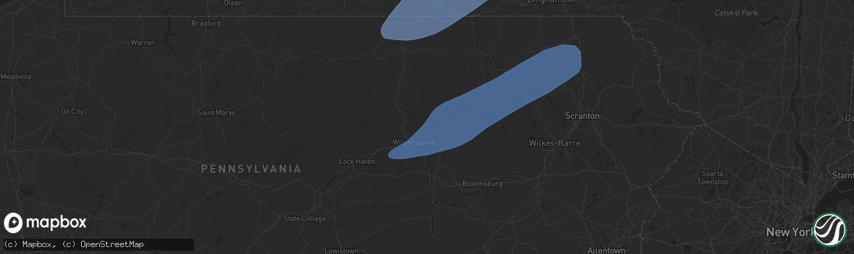 Hail map in Williamsport, PA on July 15, 2024