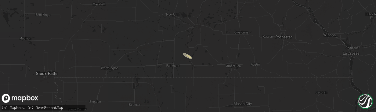 Hail map in Winnebago, MN on July 15, 2024