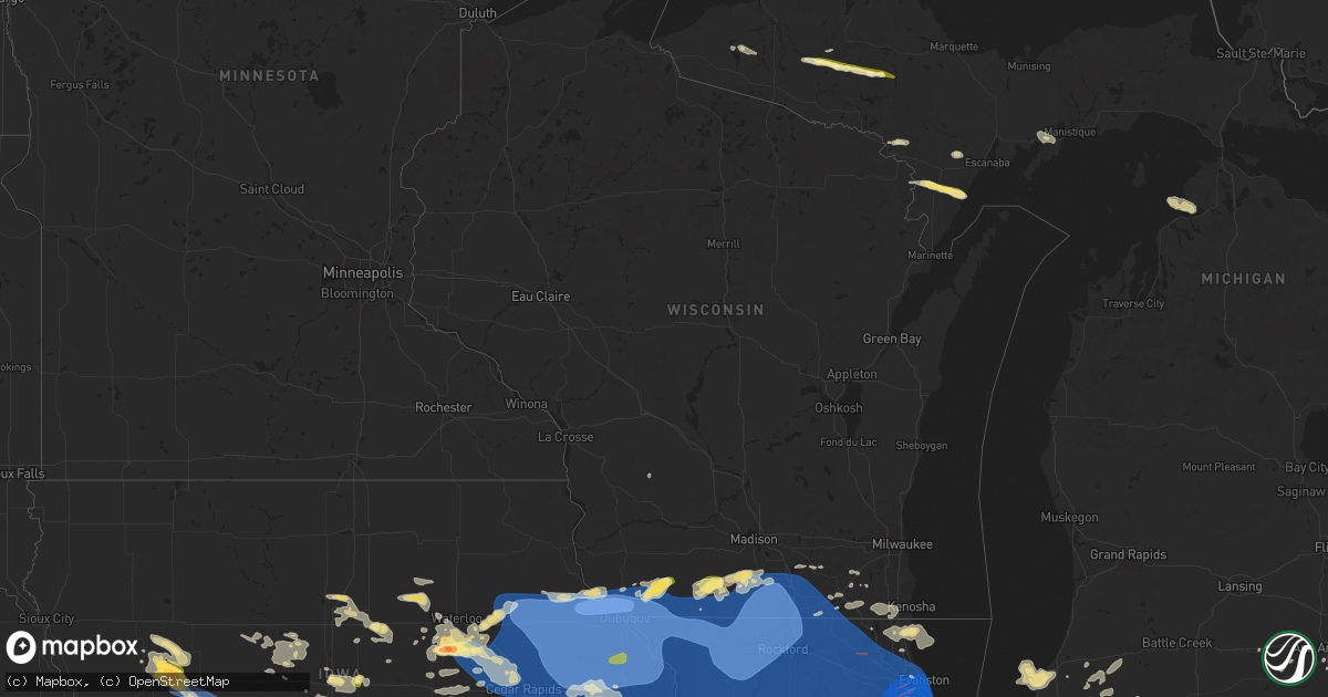 Hail map in Wisconsin on July 15, 2024