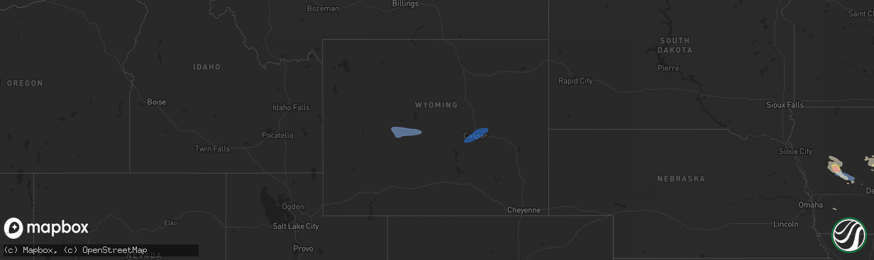 Hail map in Wyoming on July 15, 2024