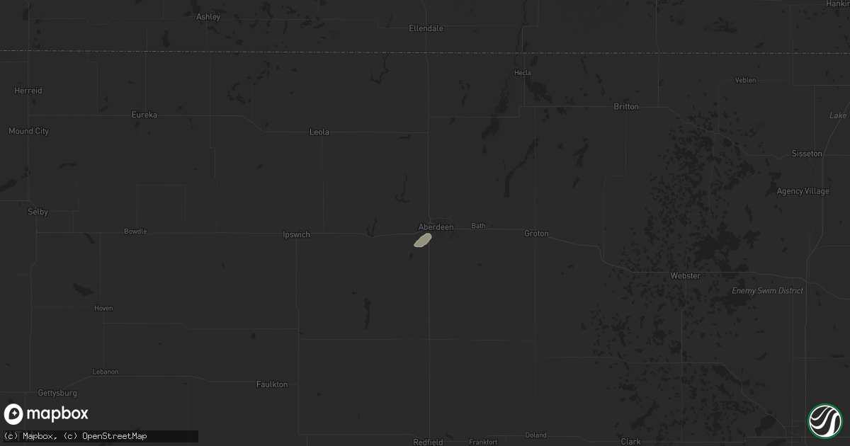 Hail map in Aberdeen, SD on July 15, 2025
