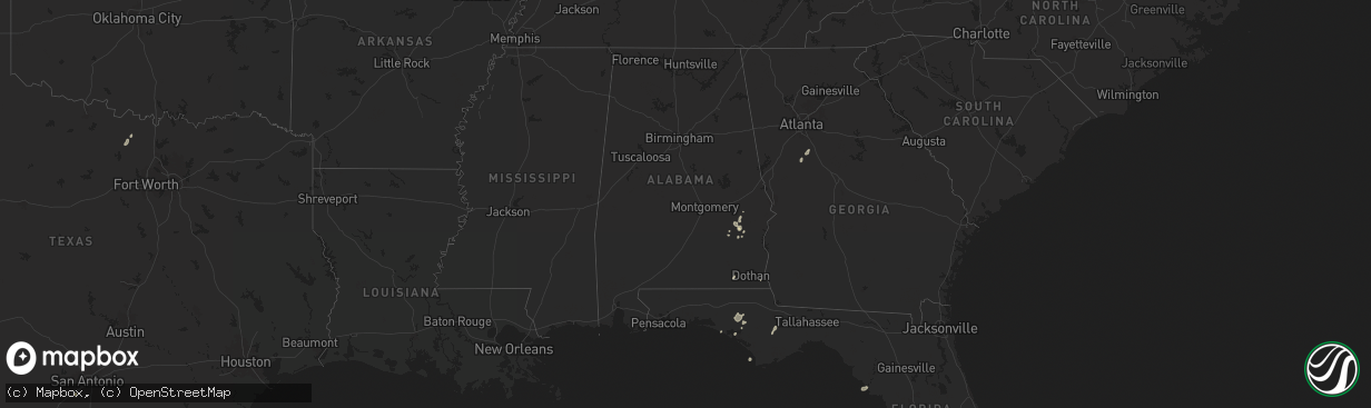 Hail map in Alabama on July 15, 2025