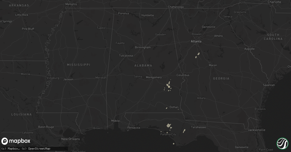 Hail map in Alabama on July 15, 2025