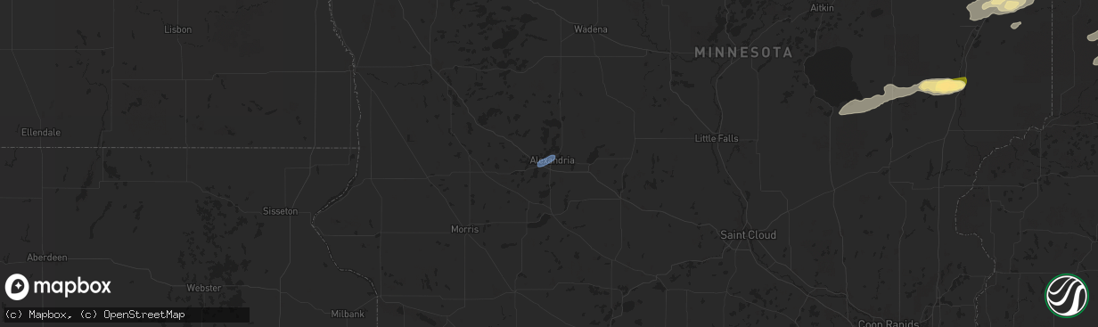 Hail map in Alexandria, MN on July 15, 2025