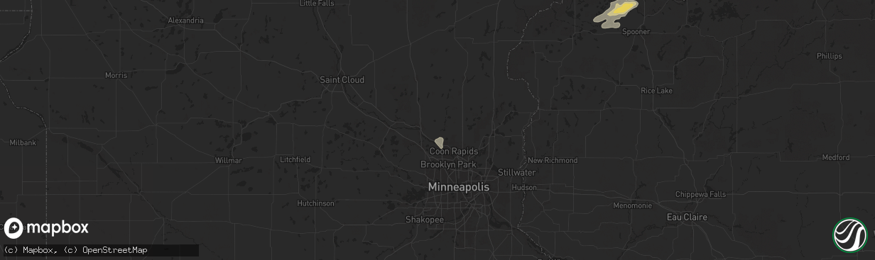 Hail map in Anoka, MN on July 15, 2025