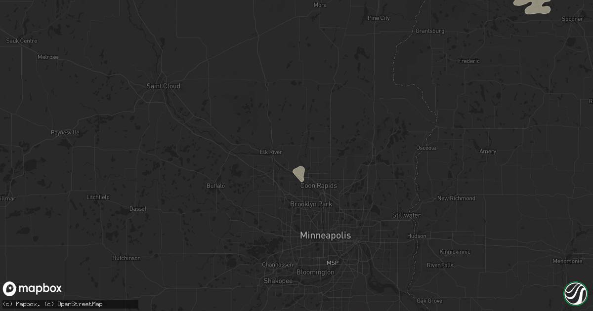 Hail map in Anoka, MN on July 15, 2025