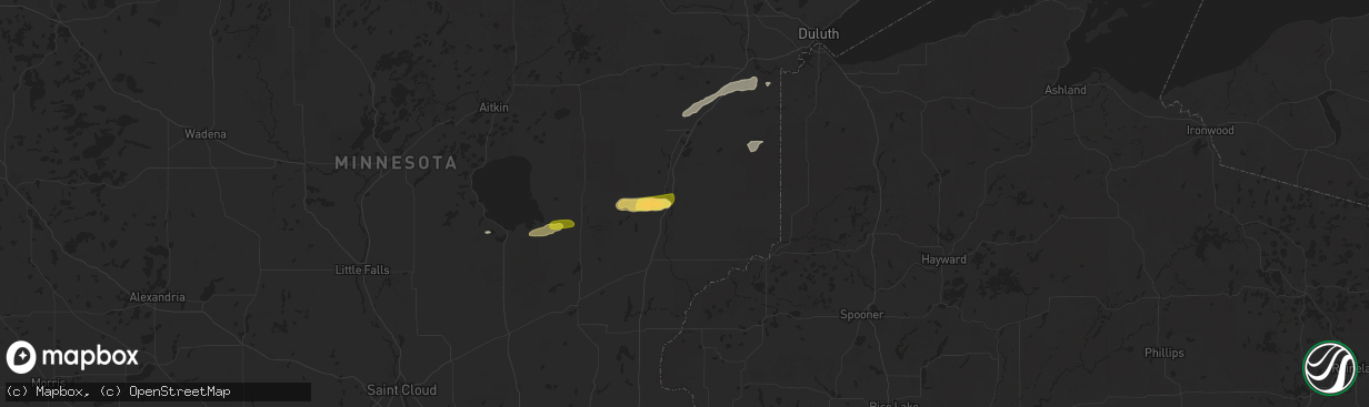 Hail map in Askov, MN on July 15, 2025