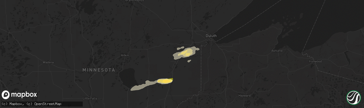 Hail map in Barnum, MN on July 15, 2025