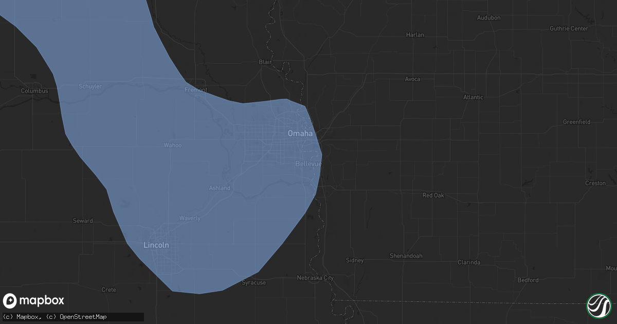 Hail map in Bellevue, NE on July 15, 2025