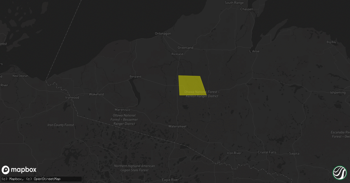 Hail map in Bruce Crossing, MI on July 15, 2025