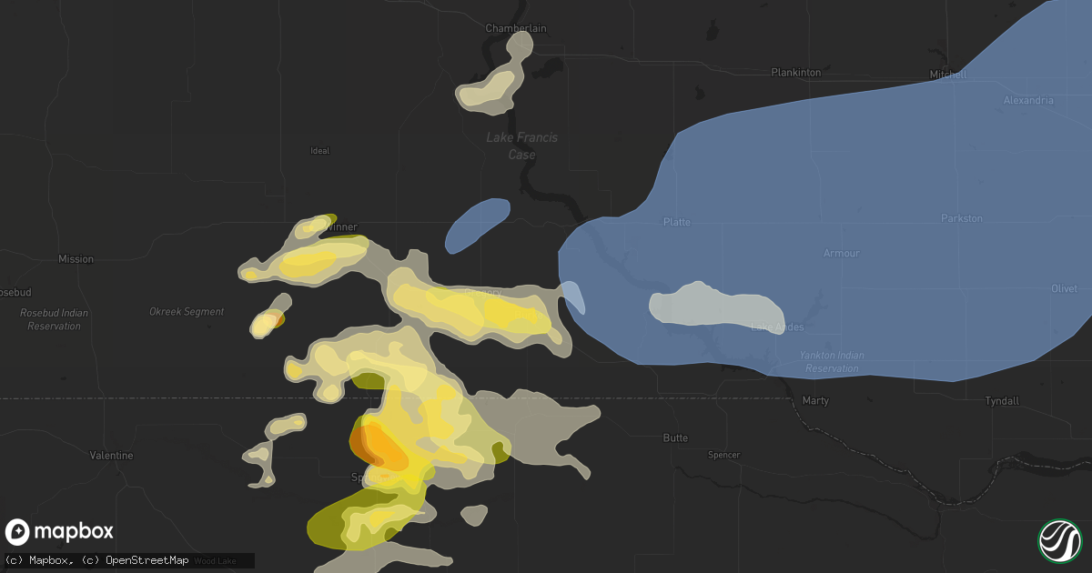 Hail map in Burke, SD on July 15, 2025