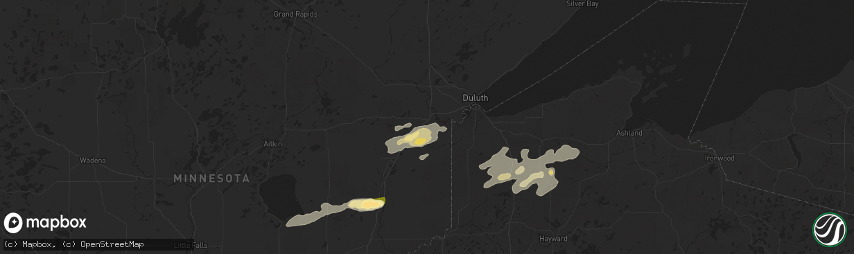 Hail map in Carlton, MN on July 15, 2025