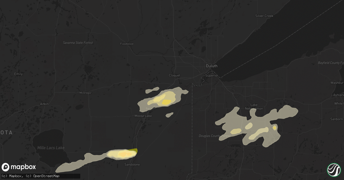 Hail map in Carlton, MN on July 15, 2025