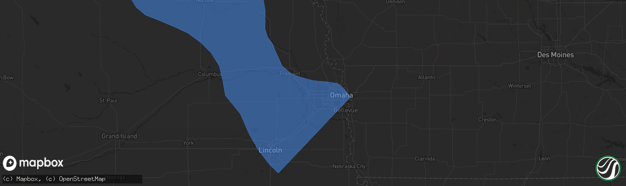 Hail map in Elkhorn, NE on July 15, 2025