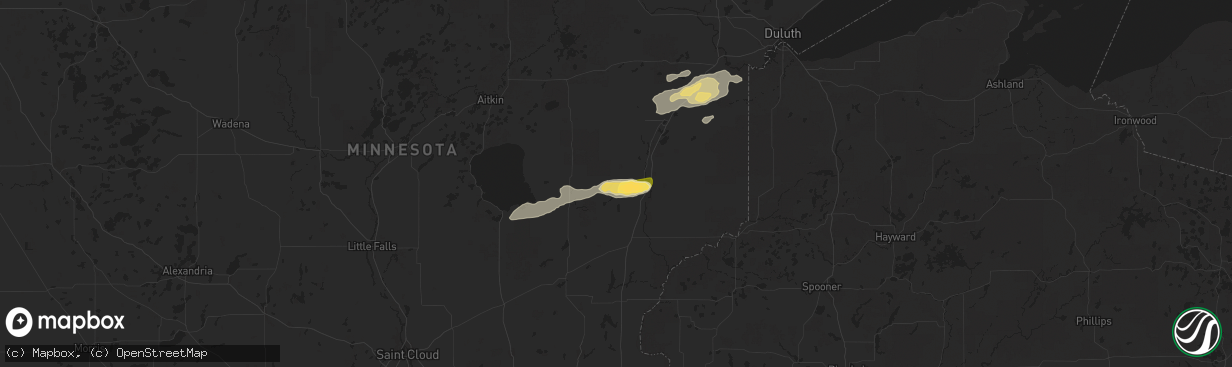 Hail map in Finlayson, MN on July 15, 2025