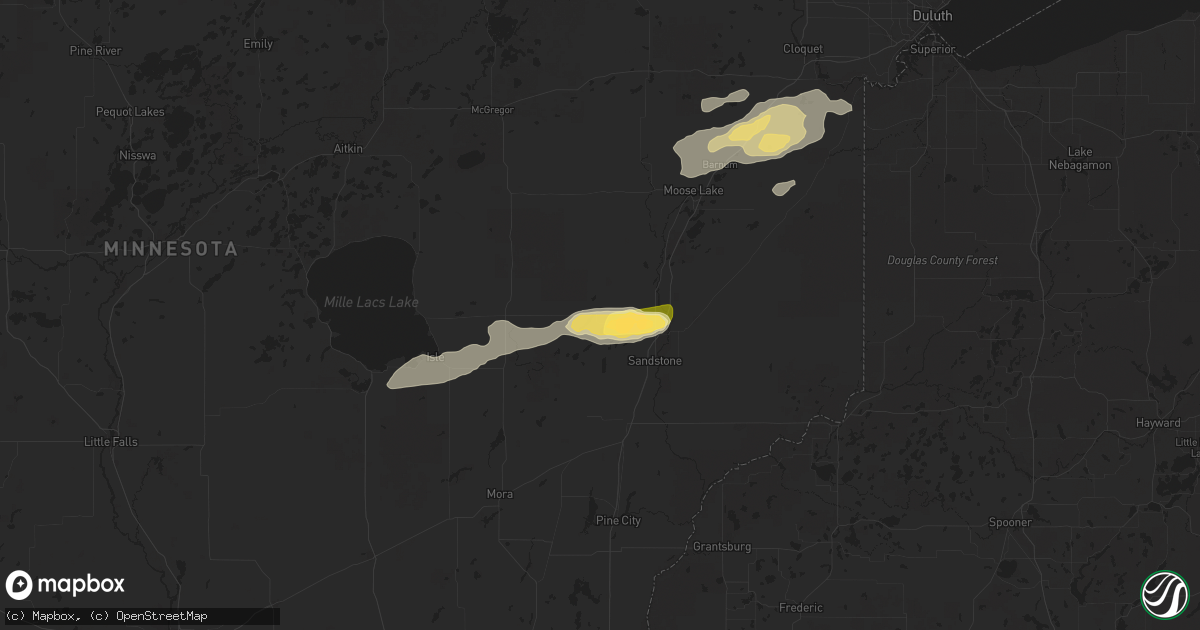 Hail map in Finlayson, MN on July 15, 2025
