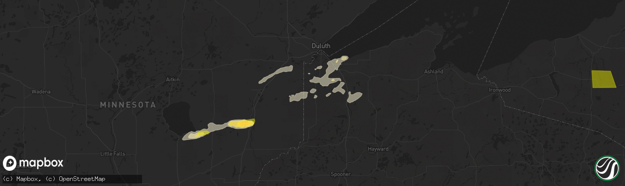 Hail map in Foxboro, WI on July 15, 2025