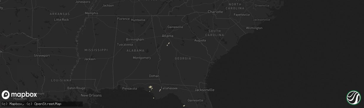 Hail map in Georgia on July 15, 2025