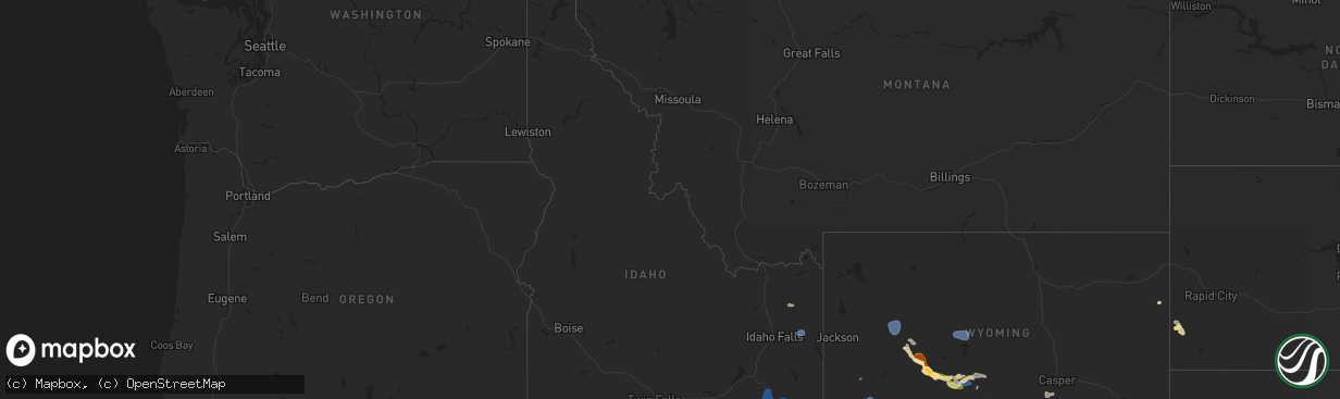 Hail map in Idaho on July 15, 2025