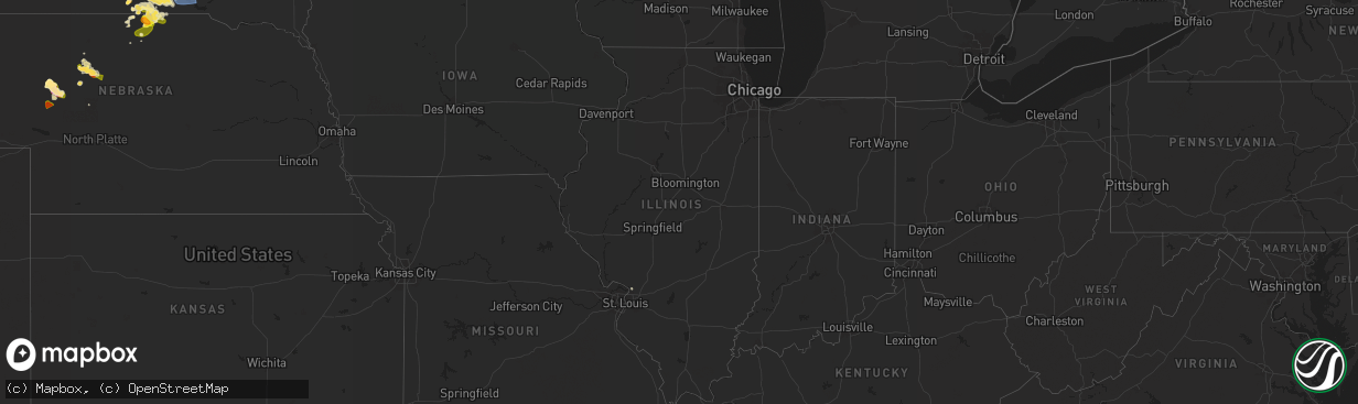 Hail map in Illinois on July 15, 2025