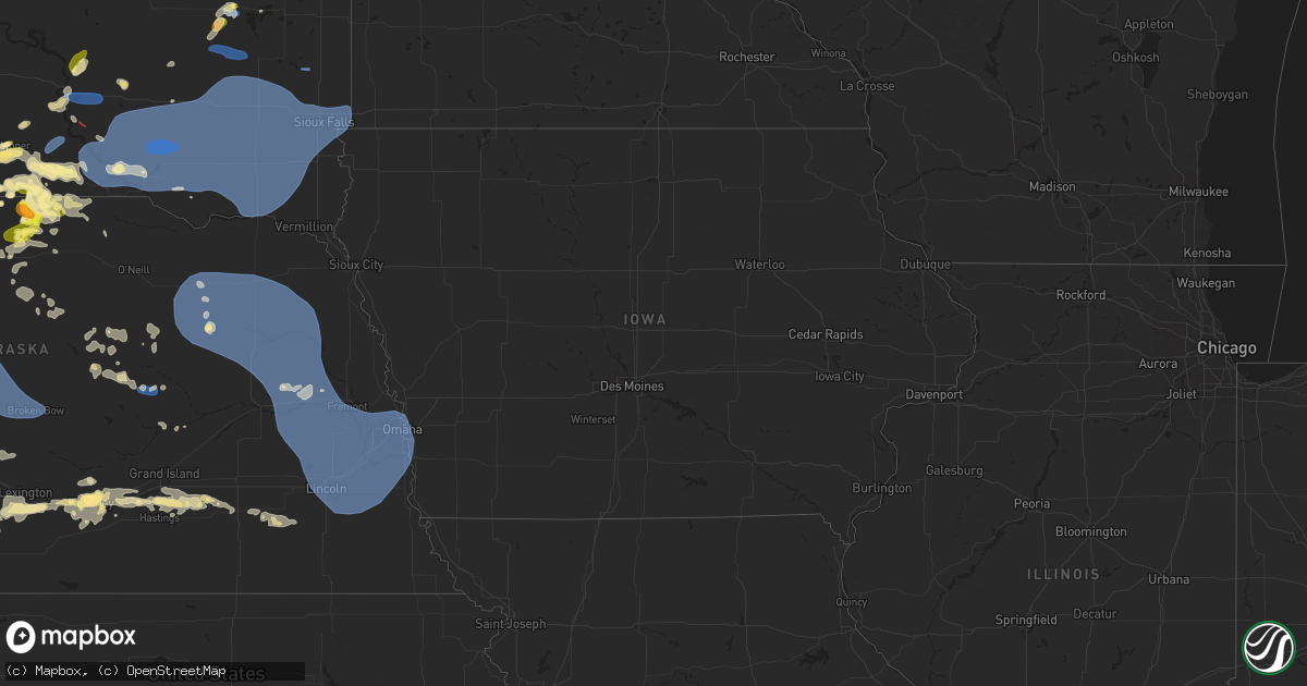 Hail map in Iowa on July 15, 2025
