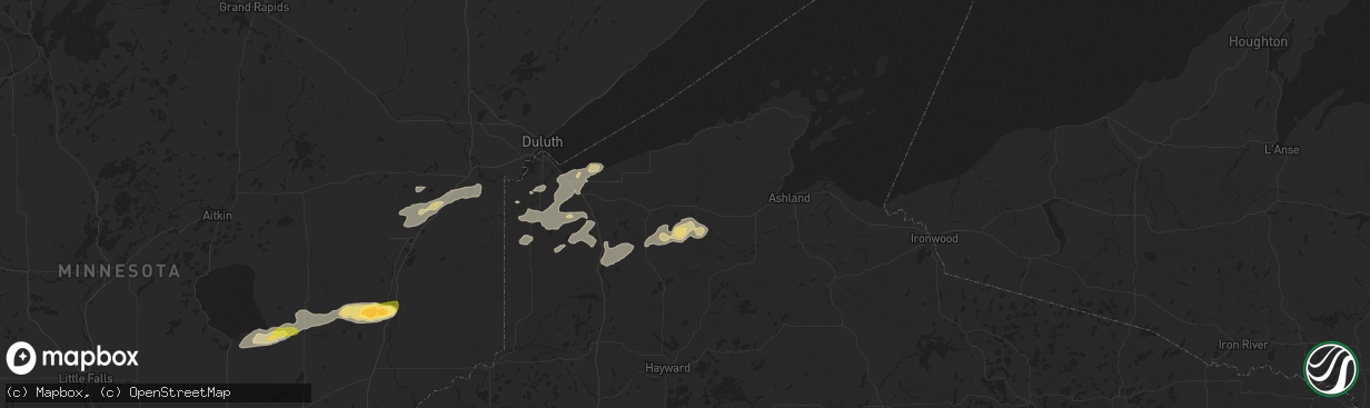 Hail map in Iron River, WI on July 15, 2025