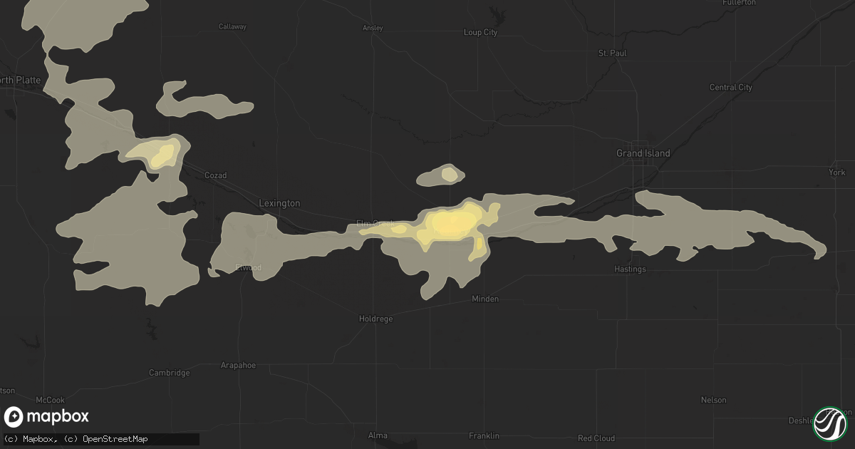 Hail map in Kearney, NE on July 15, 2025