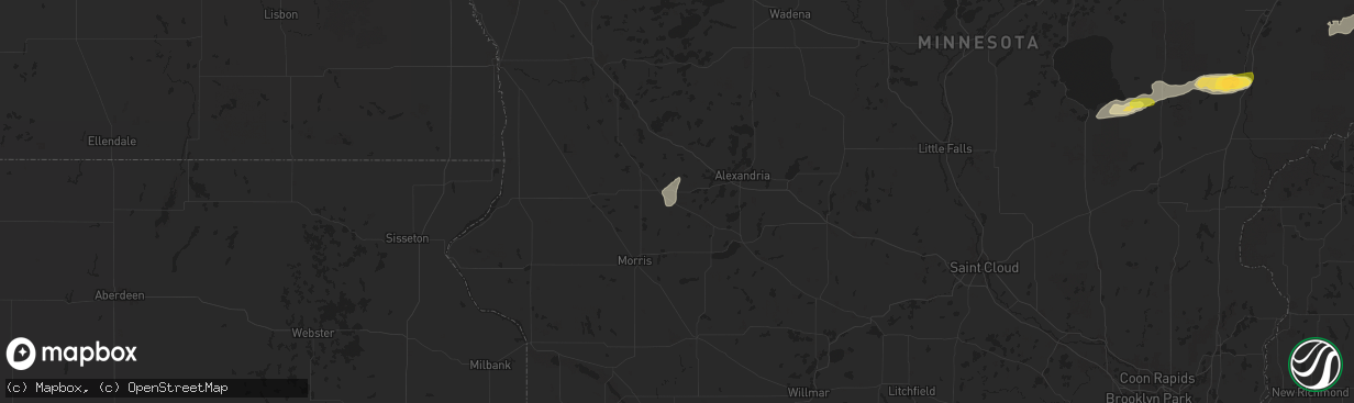 Hail map in Kensington, MN on July 15, 2025