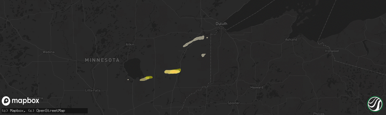 Hail map in Kerrick, MN on July 15, 2025