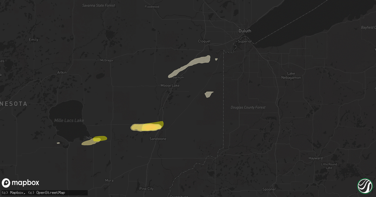 Hail map in Kerrick, MN on July 15, 2025