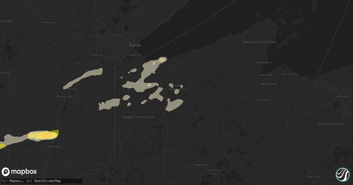 Hail map in Lake Nebagamon, WI on July 15, 2025
