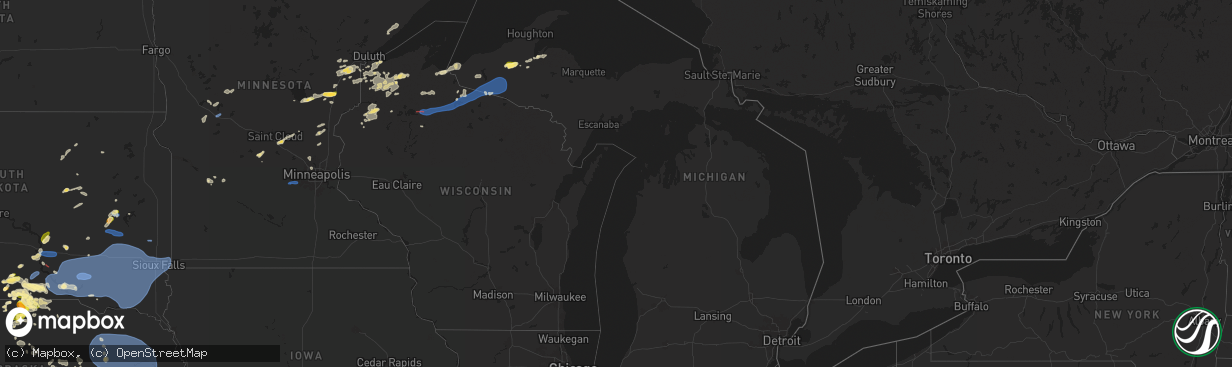 Hail map in Michigan on July 15, 2025
