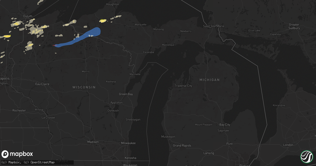 Hail map in Michigan on July 15, 2025