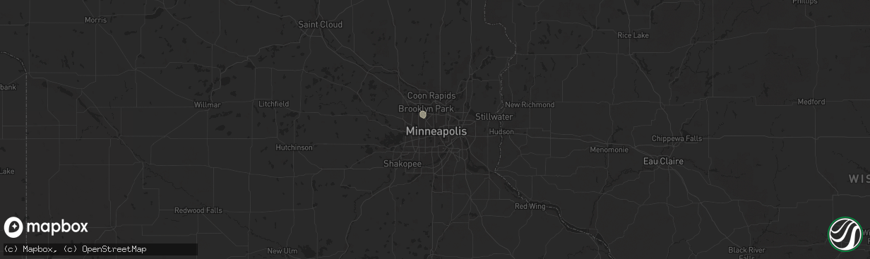 Hail map in Minneapolis, MN on July 15, 2025