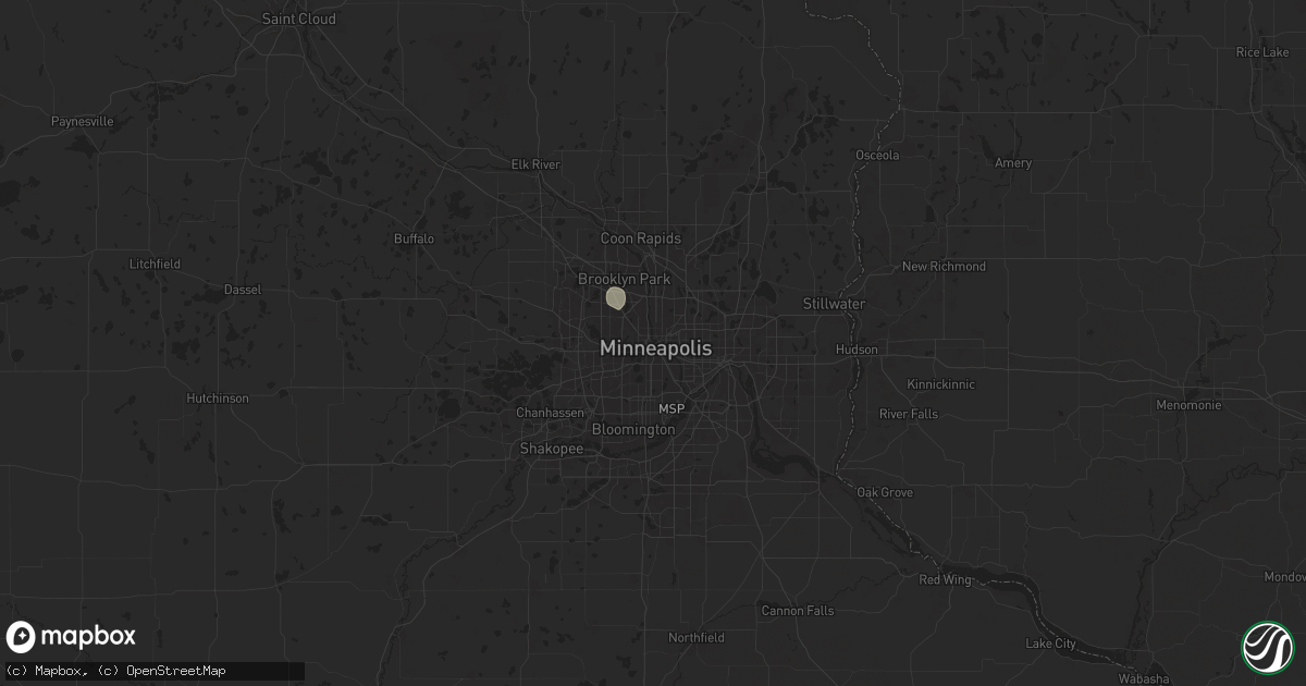 Hail map in Minneapolis, MN on July 15, 2025