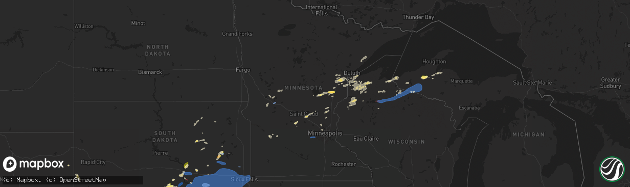 Hail map in Minnesota on July 15, 2025