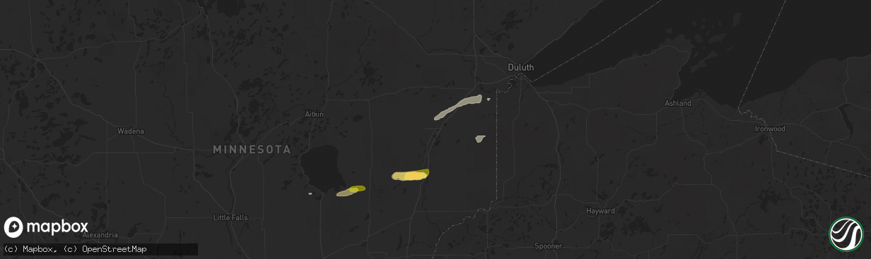 Hail map in Moose Lake, MN on July 15, 2025