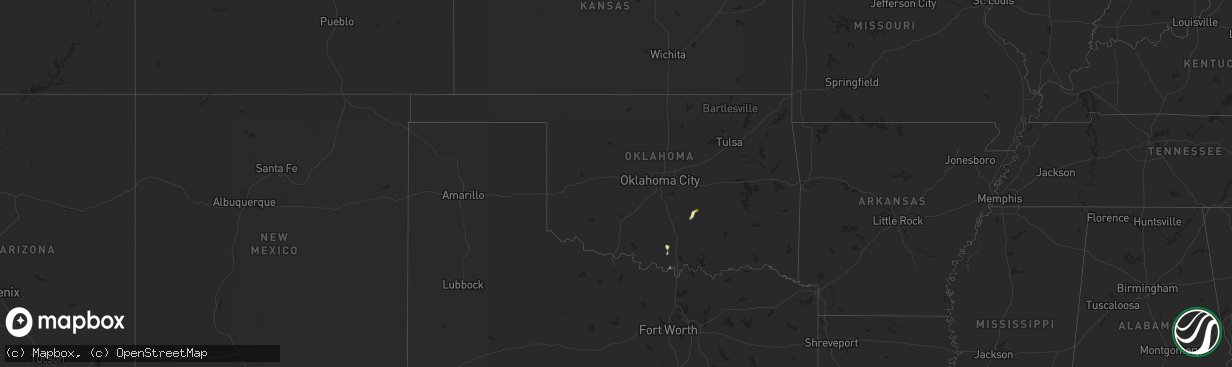 Hail map in Oklahoma on July 15, 2025