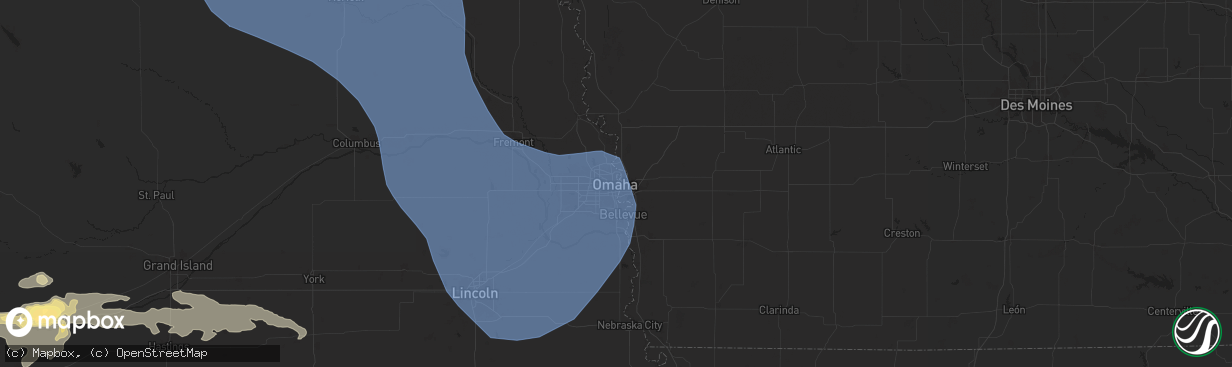 Hail map in Omaha, NE on July 15, 2025