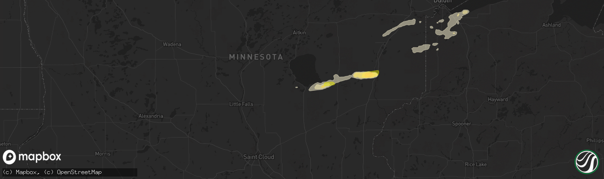 Hail map in Onamia, MN on July 15, 2025