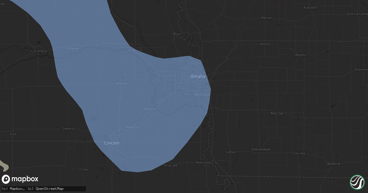 Hail map in Papillion, NE on July 15, 2025