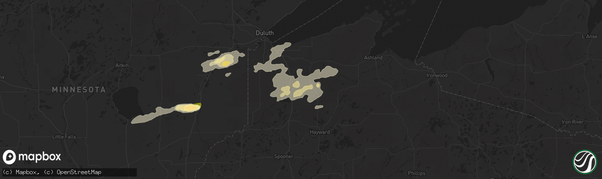 Hail map in Solon Springs, WI on July 15, 2025