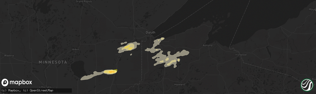 Hail map in South Range, WI on July 15, 2025