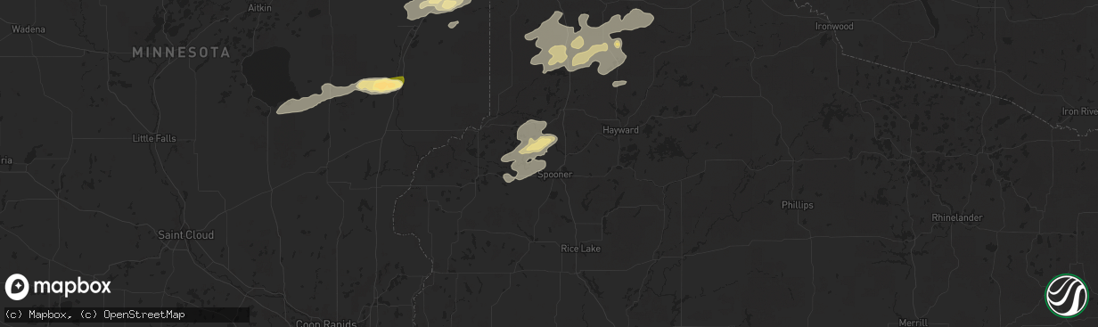 Hail map in Spooner, WI on July 15, 2025